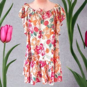 RACHEL ZOE DRESS SWIMWEAR BATHING SUIT COVERING SMALL OFF THE SHOULDER BRIGHT